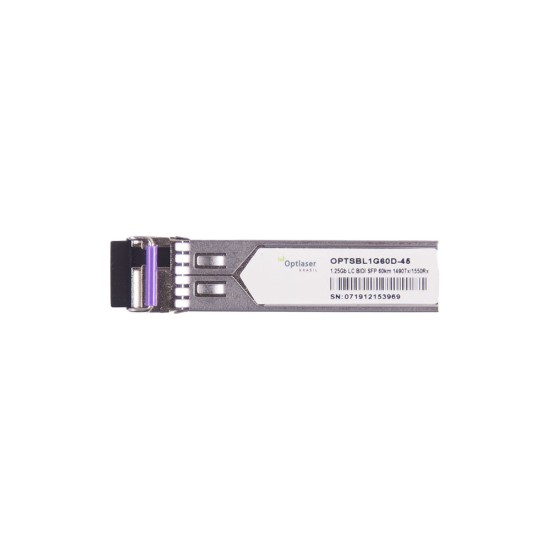 TRANSCEPTOR ÓPTICO, SFP 1,25G, BX-U, BIDI, 1490NM, SM, 60KM, 22DB, DDMI