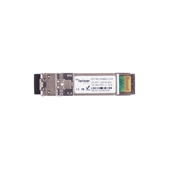 TRANSCEPTOR ÓPTICO, SFP+ 10G, DWDM, 80KM, 1563.05NM, CH18 TRANSCEPTOR ÓPTICO, SFP+ 10G, DWDM, 80KM, 1563.05NM, CH18