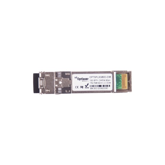 TRANSCEPTOR ÓPTICO, SFP+ 10G, DWDM, 80KM 1546.92NM CH38 TRANSCEPTOR ÓPTICO, SFP+ 10G, DWDM, 80KM 1546.92NM CH38
